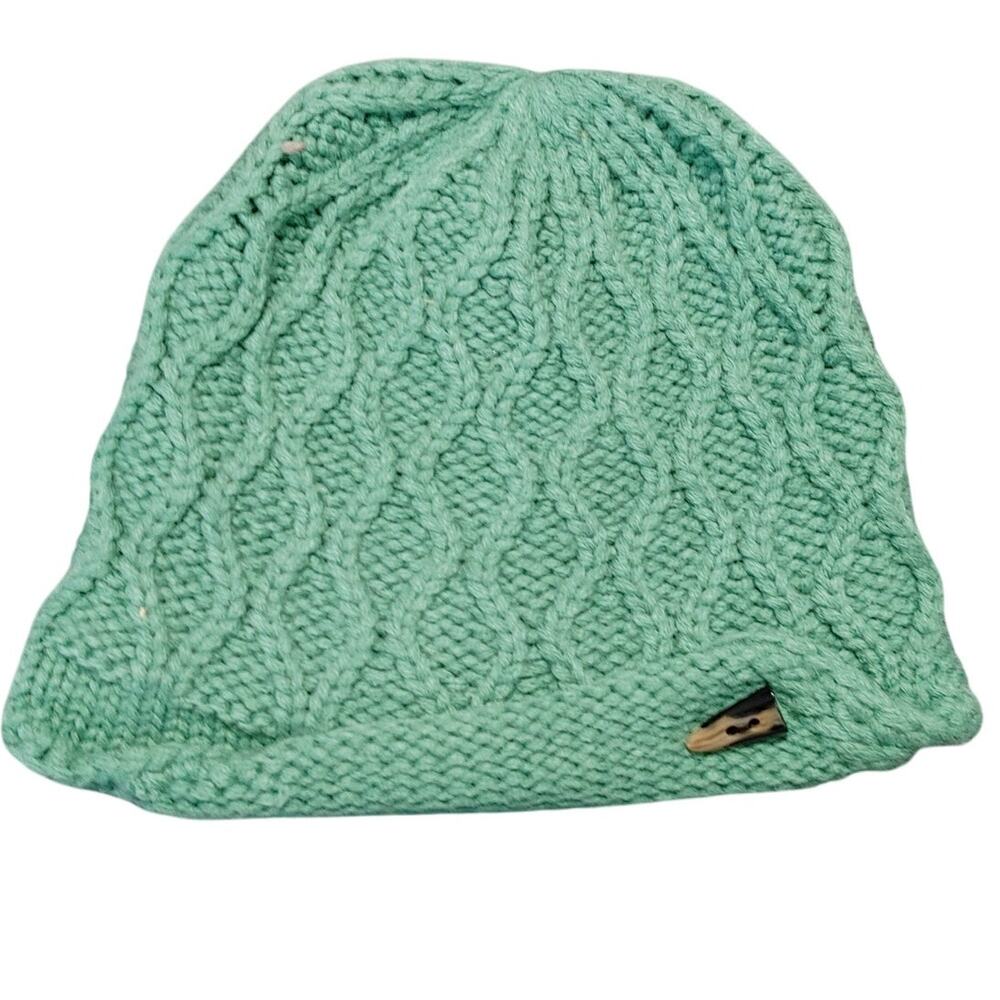 The North Face Cable Knit Green Classic Fit Winter Beanie Hat Womens OSFA